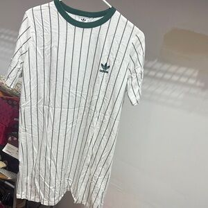 Adidas White Tee with Green Stripes